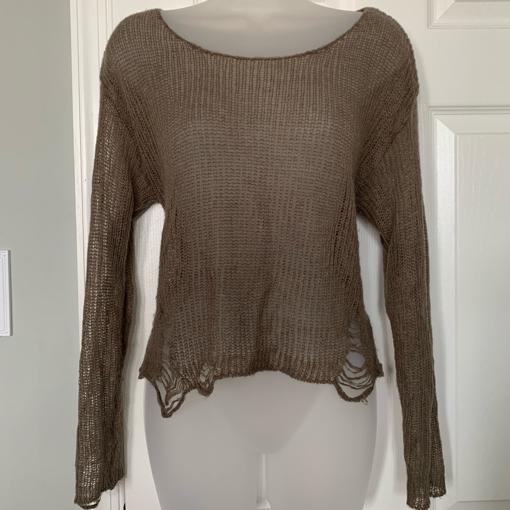 H&M Brown Scoop Neck Lightweight Knit Sweater